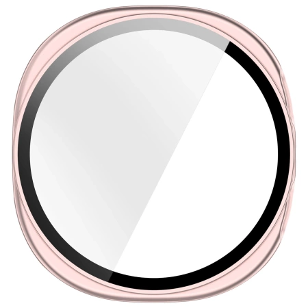 Etui ze szkłem do zegarka Bizon Case+Glass Watch do Samsung Galaxy Watch 8 44 mm, satynowe różowe