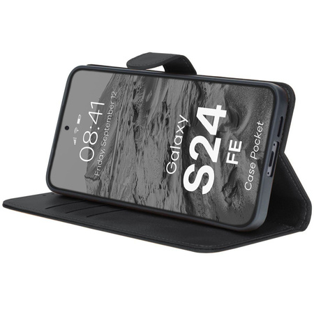 Etui z klapką Bizon Case Pocket do Galaxy S24 FE, czarne