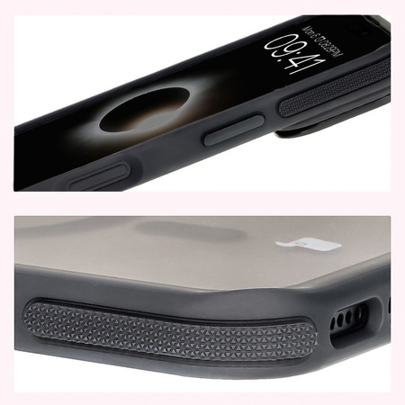 Etui z podstawką i pierścieniem magnetycznym Bizon Case Eclipse do iPhone 16, przydymione z czarną ramką