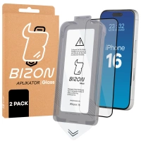 Szkło hartowane z ramką do łatwej aplikacji Bizon Glass Aplikator do iPhone 16, 2 sztuki