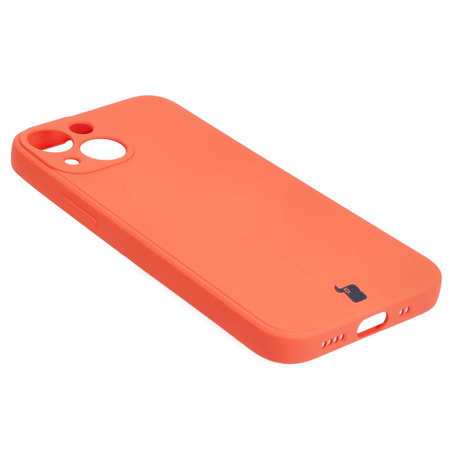 Etui Bizon Case Silicone Magnetic Sq do iPhone 13 Mini, marchewkowe