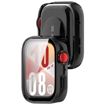 Etui ze szkłem do zegarka Bizon Case Watch Adamo do Huawei Watch Fit 4, czarne