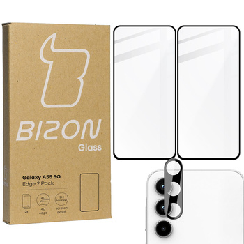 2x Szkło + szybka na aparat BIZON Edge 2 Pack do Galaxy A55 5G