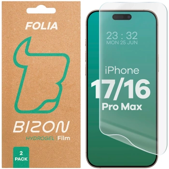 Folia hydrożelowa na ekran Bizon Glass Hydrogel Front Duo do iPhone 17 Pro Max / 16 Pro Max, 2 sztuki