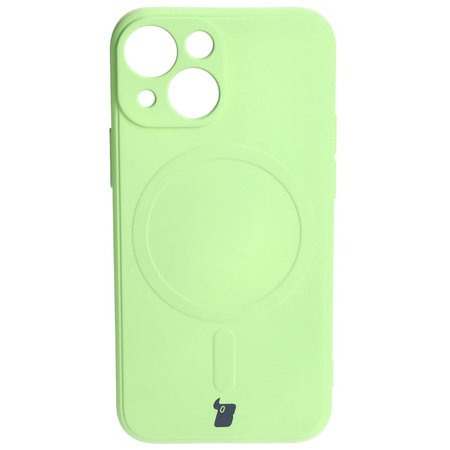Etui Bizon Case Silicone Magnetic Sq do Apple iPhone 13 Mini, jasnozielone