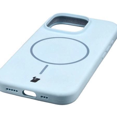 Silikonowe etui z pierścieniem magnetycznym Bizon Soft Case Magnetic do iPhone 16 Pro, błękitne