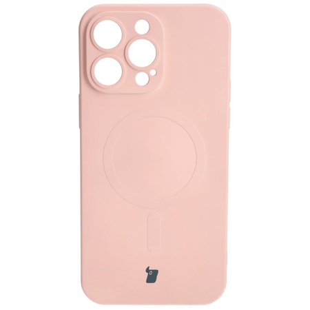 Etui silikonowe z pierścieniem magnetycznym Bizon Case Silicone Magnetic do iPhone 14 Pro Max, jasnoróżowe