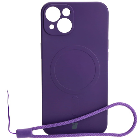 Etui silikonowe z pierścieniem magnetycznym Bizon Case Silicone Magnetic do iPhone 13, śliwkowe