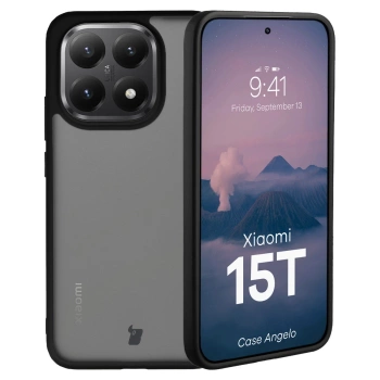 Etui Bizon Case Angelo do Xiaomi 15T, przydymione z czarną ramką