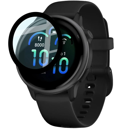 Szkło hybrydowe Bizon Glass Watch Edge Hybrid dla Garmin Vivoactive 6, czarne