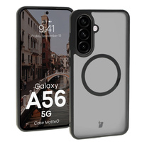 Etui z pierścieniem magnetycznym Bizon Case MatteO do Galaxy A56 5G, półprzezroczyste z czarną ramką