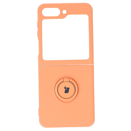 Etui Bizon Case Silicone Ring Sq do Galaxy Z Flip5, pomarańczowe