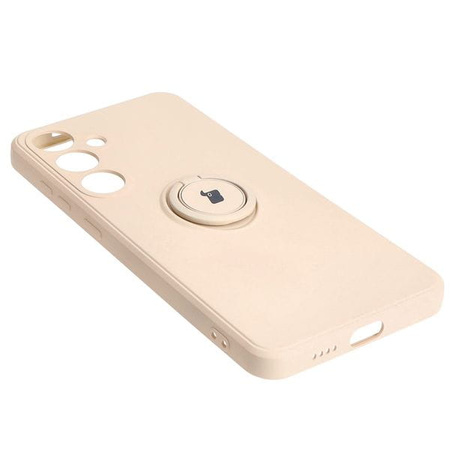 Etui Bizon Case Silicone Ring Sq do Galaxy S24 Plus, beżowe