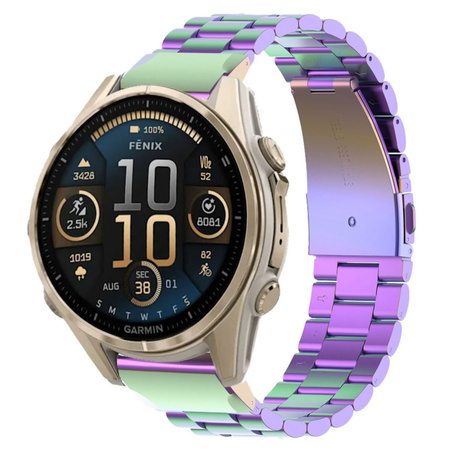 Pasek ze stali nierdzewnej Bizon Strap Watch Aura do Galaxy Watch FE/7/6/6 Classic/5/5 Pro/4/4 Classic, tęczowy