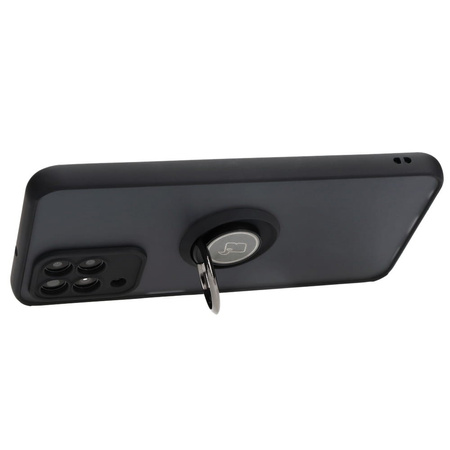 Etui z uchwytem na palec Bizon Case Hybrid Ring do Galaxy M33 5G, przydymione z czarną ramką