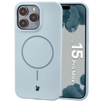 Silikonowe etui z pierścieniem magnetycznym Bizon Soft Case Magnetic do iPhone 15 Pro Max, błękitne