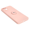 Etui Bizon Case Silicone Ring Sq do Apple iPhone 15 Plus, jasnoróżowe