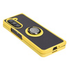 Etui z uchwytem na palec Bizon Case Hybrid Ring do Galaxy Z Fold5, przydymione z żółtą ramką