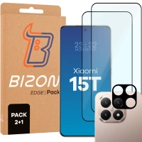 2x Szkło + szybka na aparat Bizon Edge Pack do Xiaomi 15T