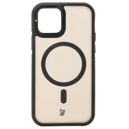 Etui z podstawką i pierścieniem magnetycznym Bizon Case Eclipse do iPhone 12 / iPhone 12 Pro , przydymione z czarną ramką