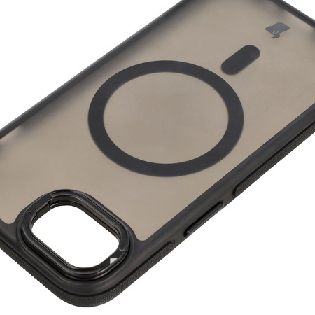 Etui z podstawką i pierścieniem magnetycznym Bizon Case Eclipse do iPhone 16e, przydymione z czarną ramką