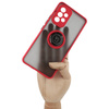 Etui z uchwytem na palec Bizon Case Hybrid Ring do Galaxy A53 5G, przydymione z czerwoną ramką