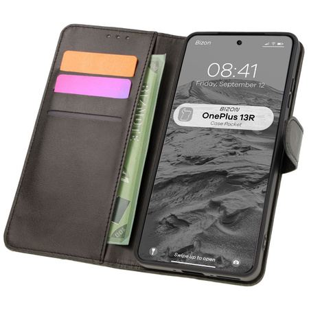 Etui z klapką Bizon Case Pocket do OnePlus 13R, czarne