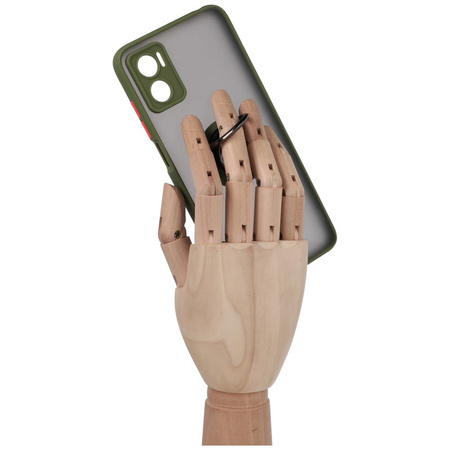 Etui z uchwytem na palec Bizon Case Hybrid Ring do Motorola Moto E22 / E22i, przydymione z zieloną ramką