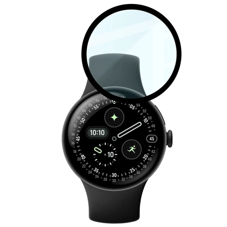 Szkło hybrydowe Bizon Glass Watch Edge Hybrid dla Google Pixel Watch 4 45 mm, czarne