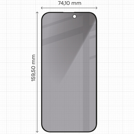 Prywatyzujące szkło hartowane Bizon Glass Edge Shadow do iPhone 16 Pro Max, przyciemniane z czarną ramką
