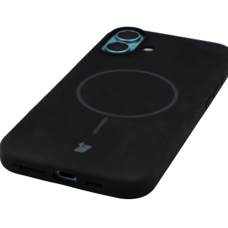 Silikonowe etui z pierścieniem magnetycznym Bizon Soft Case Magnetic do iPhone 16 Plus, czarne