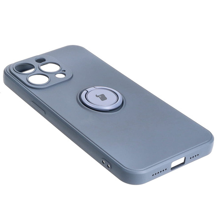 Etui Bizon Case Silicone Ring Sq do iPhone 15 Pro Max, szare