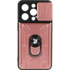 Etui Bizon Case Camshield Card Slot Ring do iPhone 14 Pro, jasnoróżowe