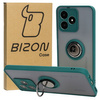 Etui z uchwytem na palec Bizon Case Hybrid Ring do Realme C53 / C51, przydymione z ciemnozieloną ramką