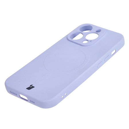 Etui silikonowe z pierścieniem magnetycznym Bizon Case Silicone Magnetic do iPhone 15 Pro, jasnofioletowe