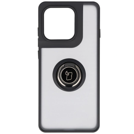 Etui z uchwytem na palec Bizon Case Hybrid Ring do Motorola Edge 60 Pro, przydymione z czarną ramką