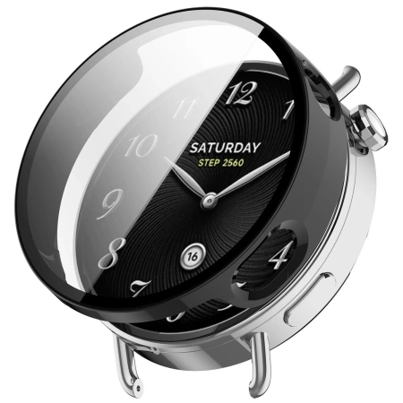 Etui ze szkłem do zegarka Bizon Case+Glass Watch do Xiaomi Watch S4 41 mm, czarne