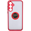 Etui z uchwytem na palec Bizon Case Hybrid Ring do Galaxy A35 5G, przydymione z czerwoną ramką