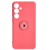 Etui Bizon Case Silicone Ring Sq do Galaxy S24 Plus, brudny róż