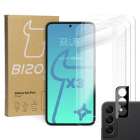 3x Szkło hartowane + szybka na aparat Bizon Glass Clear Pack do Galaxy S22 Plus