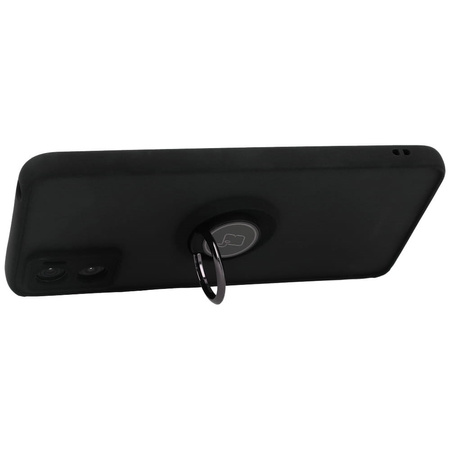 Etui z uchwytem na palec Bizon Case Hybrid Ring do Motorola Moto E22 / E22i, przydymione z czarną ramką