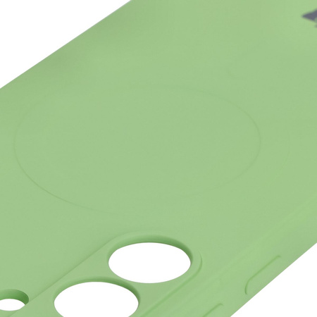 Silikonowe etui z pierścieniem magnetycznym Bizon Case Silicone Magnetic Sq do Galaxy S24 FE, jasnozielone