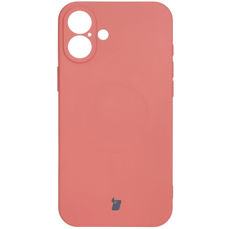 Silikonowe etui z pierścieniem magnetycznym Bizon Case Silicone Magnetic do iPhone 16 Plus, brudnoróżowe