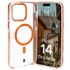 Etui z pierścieniem magnetycznym Bizon Case Marco do iPhone 14 Pro Max, przezroczyste z pomarańczową ramką