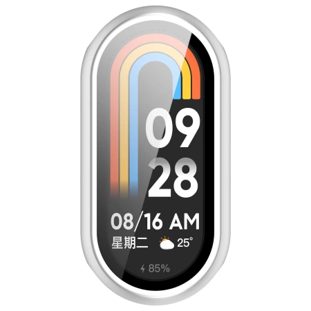 Etui ze szkłem do zegarka Bizon Case Watch Adamo do Xiaomi Smart Band 10, srebrne