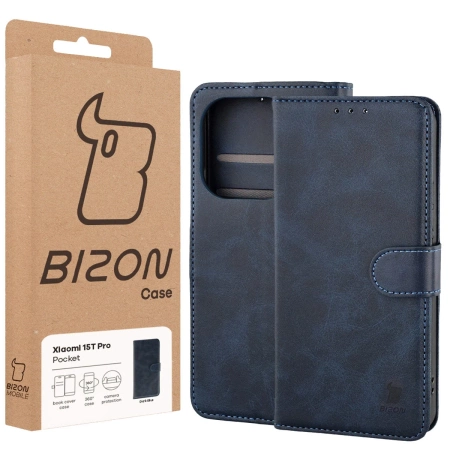 Etui z klapką Bizon Case Pocket do Xiaomi 15T Pro, granatowe