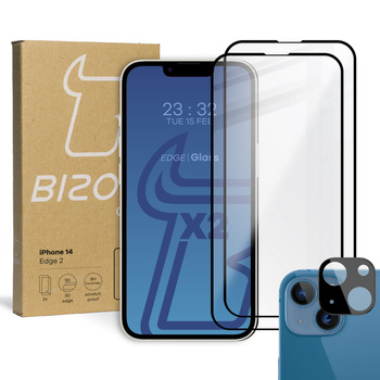2x Szkło + szybka na aparat BIZON do iPhone 14