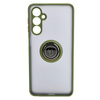 Etui z uchwytem na palec Bizon Case Hybrid Ring do Galaxy M54 5G, przydymione z zieloną ramką
