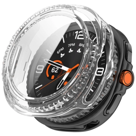 Etui ze szkłem do zegarka Bizon Case+Glass Watch do Samsung Galaxy Watch 8 Classic 46 mm, przezroczyste