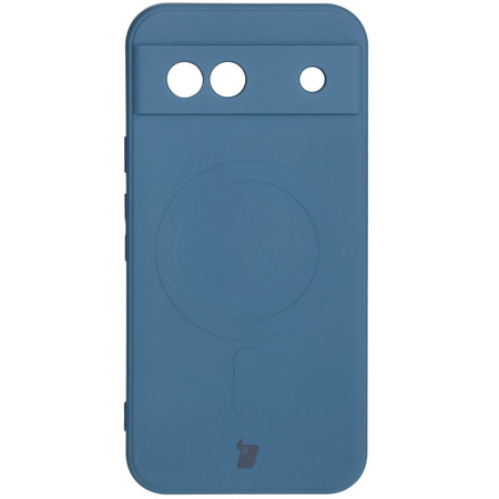 Silikonowe etui z pierścieniem magnetycznym Bizon Case Silicone Magnetic Sq do Google Pixel 8a, granatowe